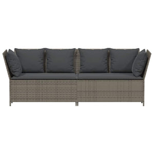 Gartensofa mit Kissen Grau Poly Rattan