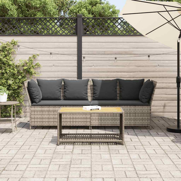 Gartensofa Hellgrau mit Kissen