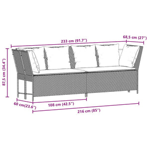 Gartensofa Hellgrau mit Kissen