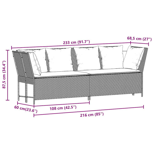 Gartensofa Hellgrau mit Kissen