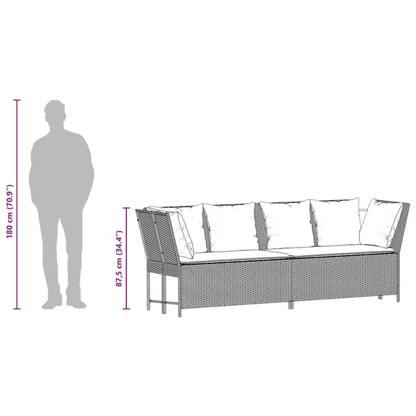 Gartensofa Hellgrau mit Kissen