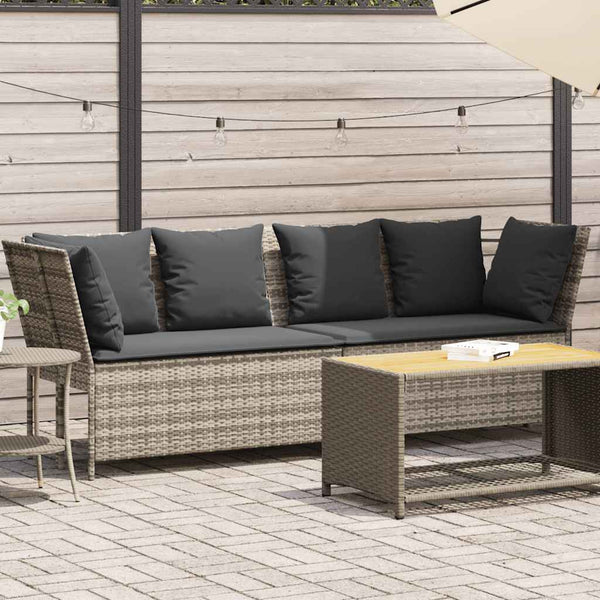 Gartensofa Hellgrau mit Kissen