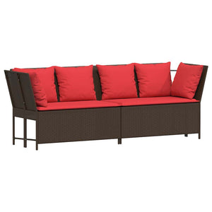 Gartensofa Braun Poly Rattan mit Kissen