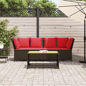 Gartensofa Braun Poly Rattan mit Kissen