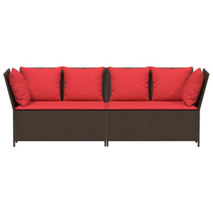 Gartensofa Braun Poly Rattan mit Kissen