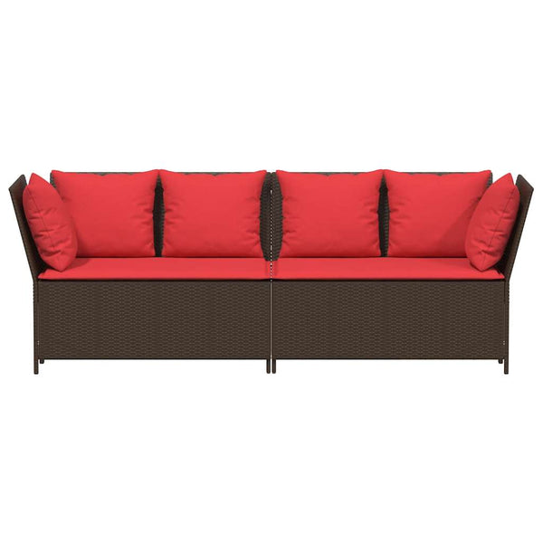Gartensofa Braun Poly Rattan mit Kissen