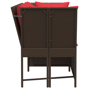 Gartensofa Braun Poly Rattan mit Kissen