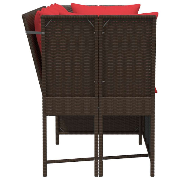 Gartensofa Braun Poly Rattan mit Kissen