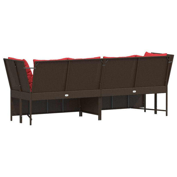 Gartensofa Braun Poly Rattan mit Kissen