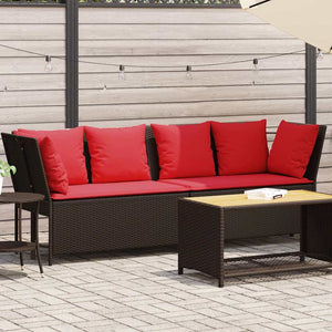 Gartensofa Braun Poly Rattan mit Kissen