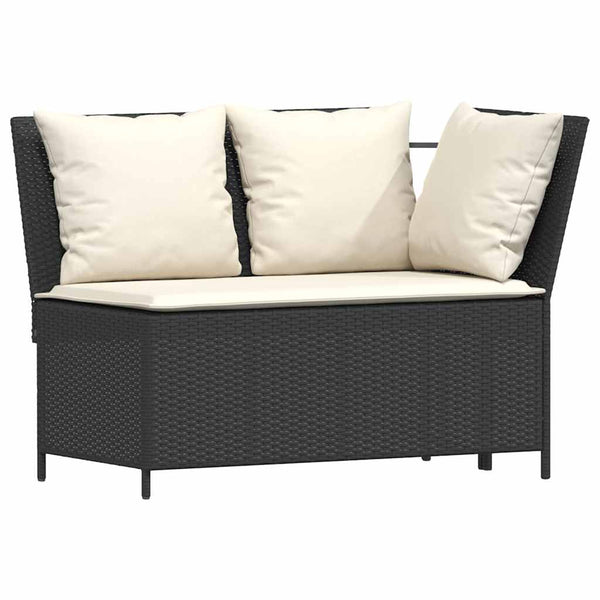 4-tlg. Garten-Essgruppe mit Kissen Schwarz Poly Rattan