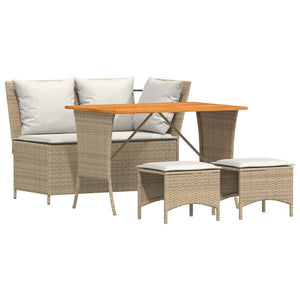 4-tlg. Garten Essgruppe Beige Poly Rattan