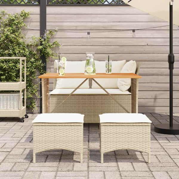 4-tlg. Garten Essgruppe Beige Poly Rattan