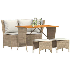 4-tlg. Garten Essgruppe Beige Poly Rattan