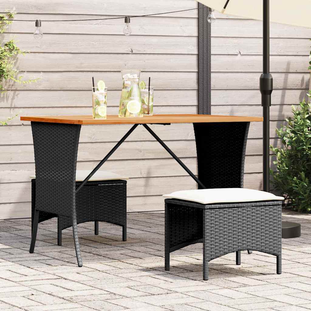Gartentisch Akazie Poly Rattan 105x75 cm