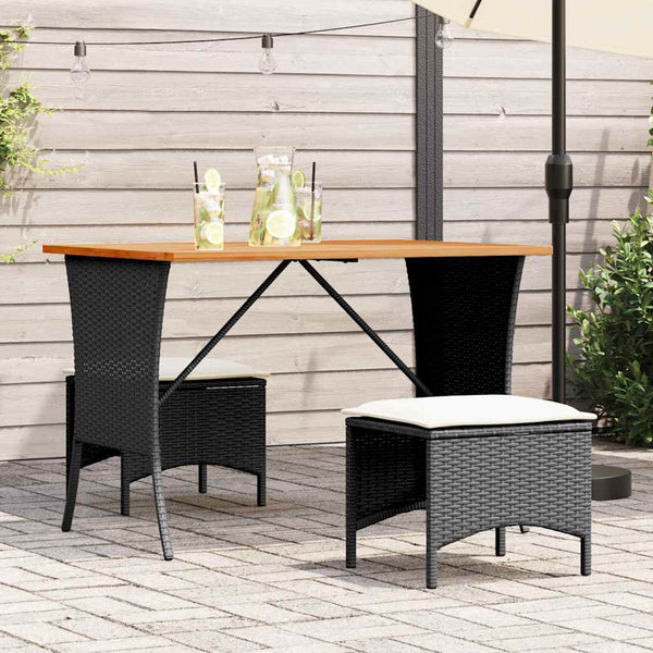 Gartentisch Akazie Poly Rattan 105x75 cm