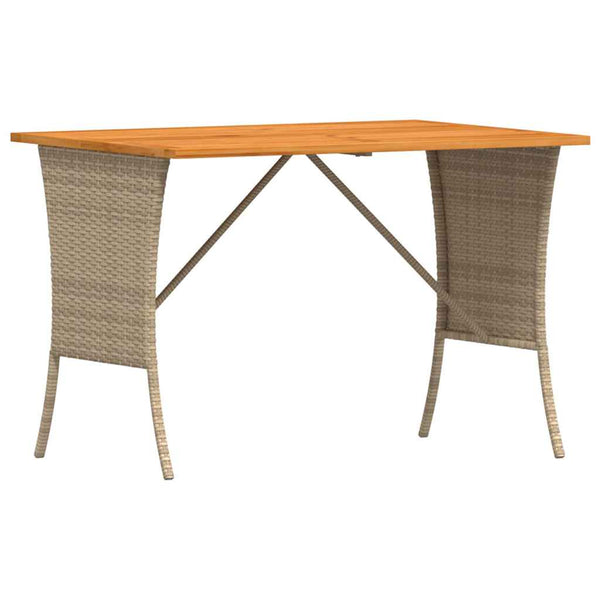 Gartentisch Akazienholz Beige Poly Rattan 105x75cm