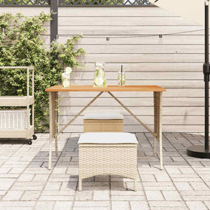 Gartentisch Akazienholz Beige Poly Rattan 105x75cm