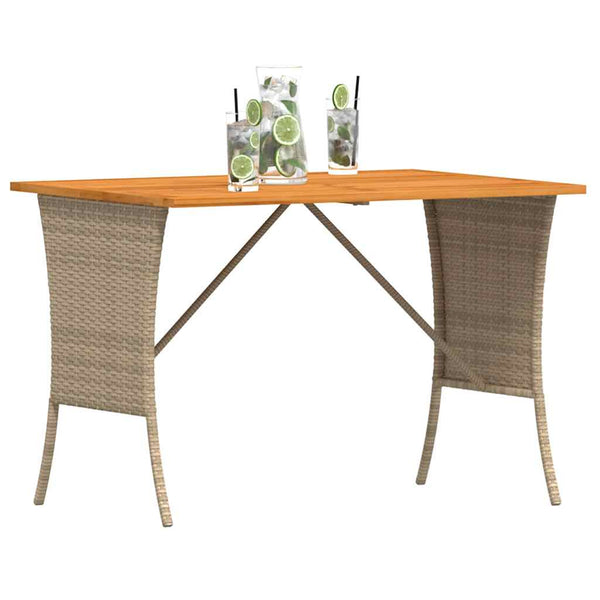 Gartentisch Akazienholz Beige Poly Rattan 105x75cm