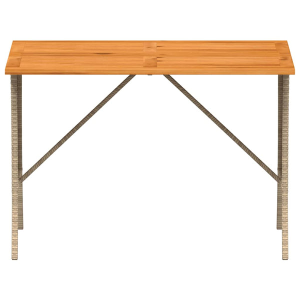 Gartentisch Akazienholz Beige Poly Rattan 105x75cm