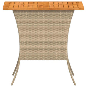 Gartentisch Akazienholz Beige Poly Rattan 105x75cm