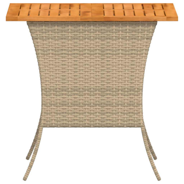 Gartentisch Akazienholz Beige Poly Rattan 105x75cm
