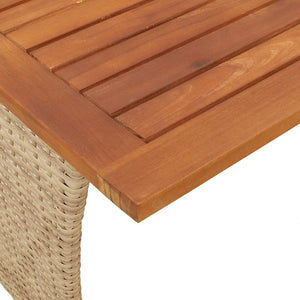 Gartentisch Akazienholz Beige Poly Rattan 105x75cm