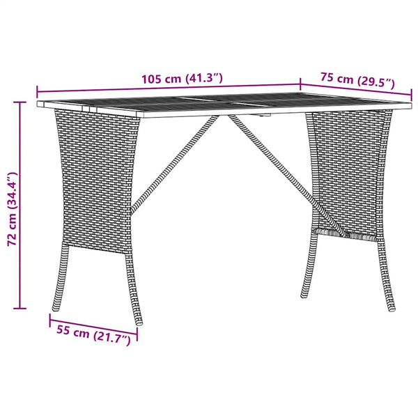 Gartentisch Akazienholz Beige Poly Rattan 105x75cm