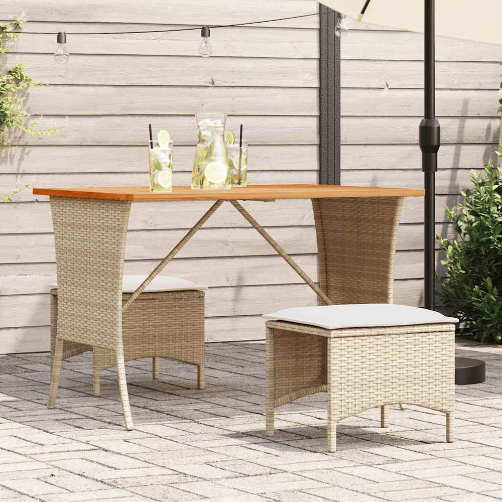 Gartentisch Akazienholz Beige Poly Rattan 105x75cm
