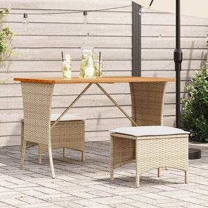 Gartentisch Akazienholz Beige Poly Rattan 105x75cm