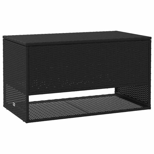 Outdoor Kissenbox Schwarz Poly Rattan 100cm