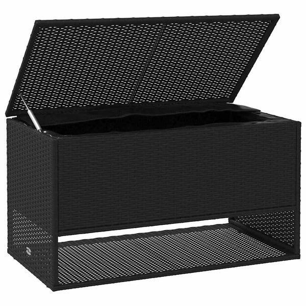 Outdoor Kissenbox Schwarz Poly Rattan 100cm