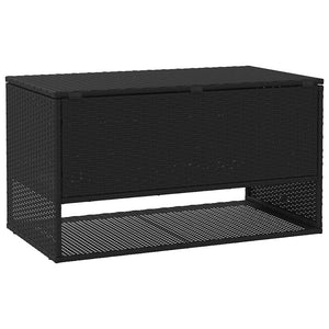 Outdoor Kissenbox Schwarz Poly Rattan 100cm