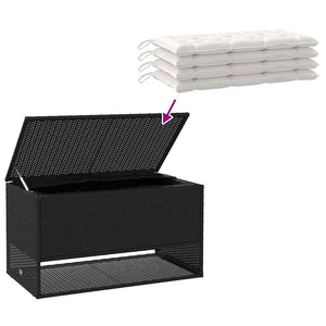 Outdoor Kissenbox Schwarz Poly Rattan 100cm