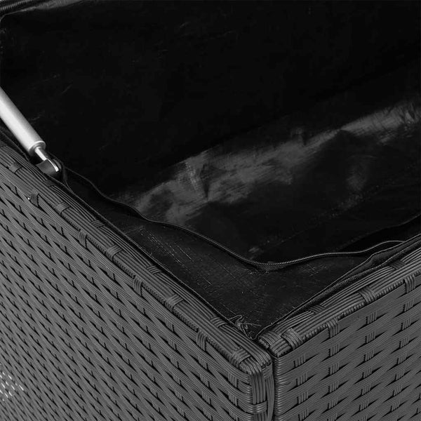 Outdoor Kissenbox Schwarz Poly Rattan 100cm