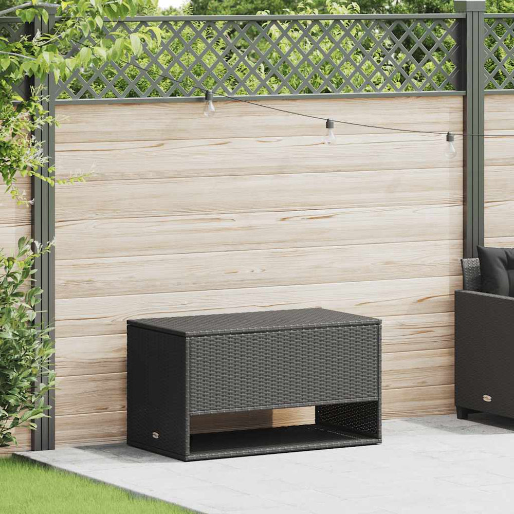 Outdoor Kissenbox Schwarz Poly Rattan 100cm