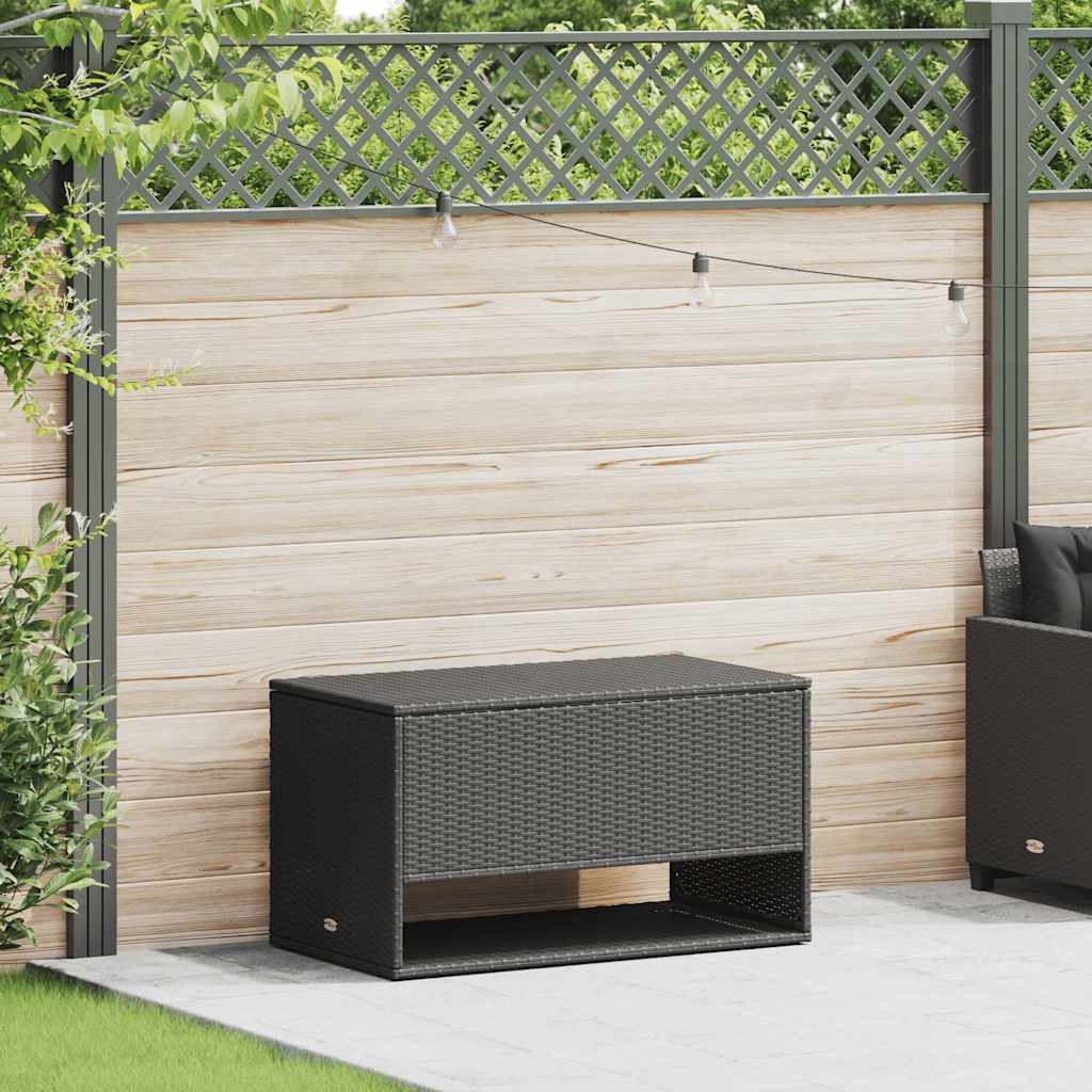 Outdoor Kissenbox Schwarz Poly Rattan 100cm