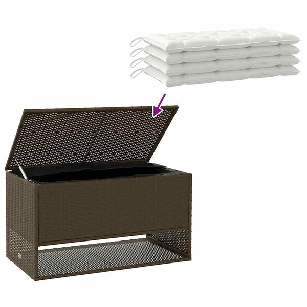 Poly Rattan Kissenbox Braun 100cm