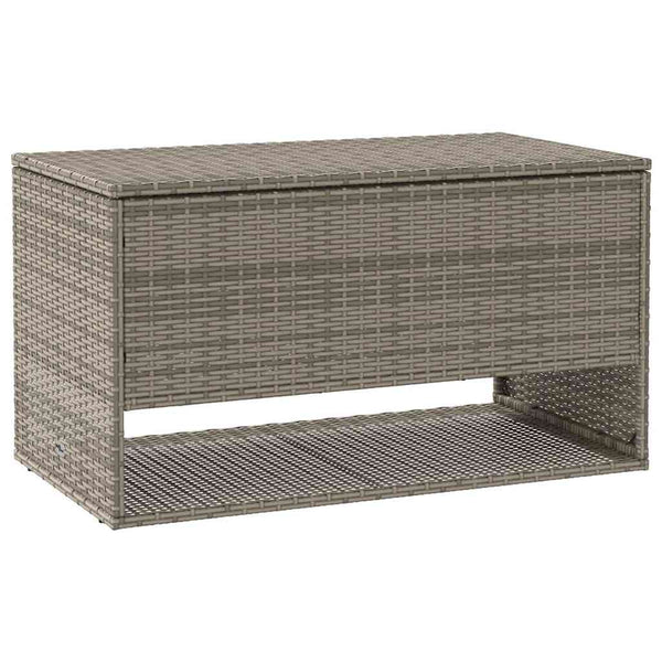 Graue Outdoor-Kissenbox aus Poly Rattan - 100 cm