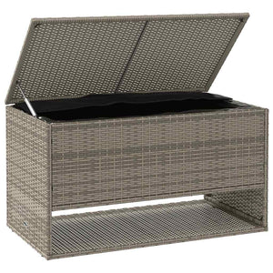 Graue Outdoor-Kissenbox aus Poly Rattan - 100 cm