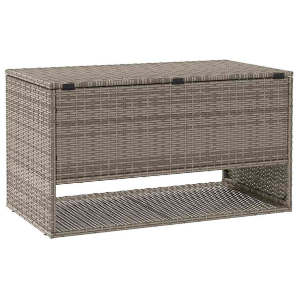 Graue Outdoor-Kissenbox aus Poly Rattan - 100 cm