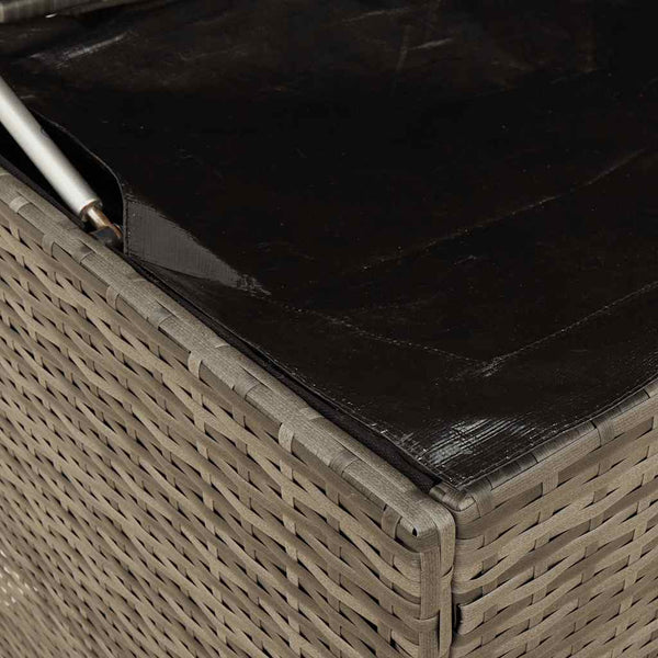 Graue Outdoor-Kissenbox aus Poly Rattan - 100 cm