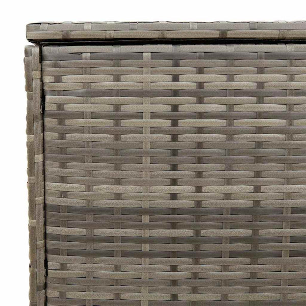 Graue Outdoor-Kissenbox aus Poly Rattan - 100 cm