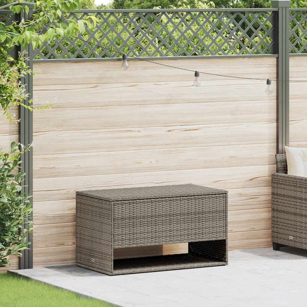 Graue Outdoor-Kissenbox aus Poly Rattan - 100 cm