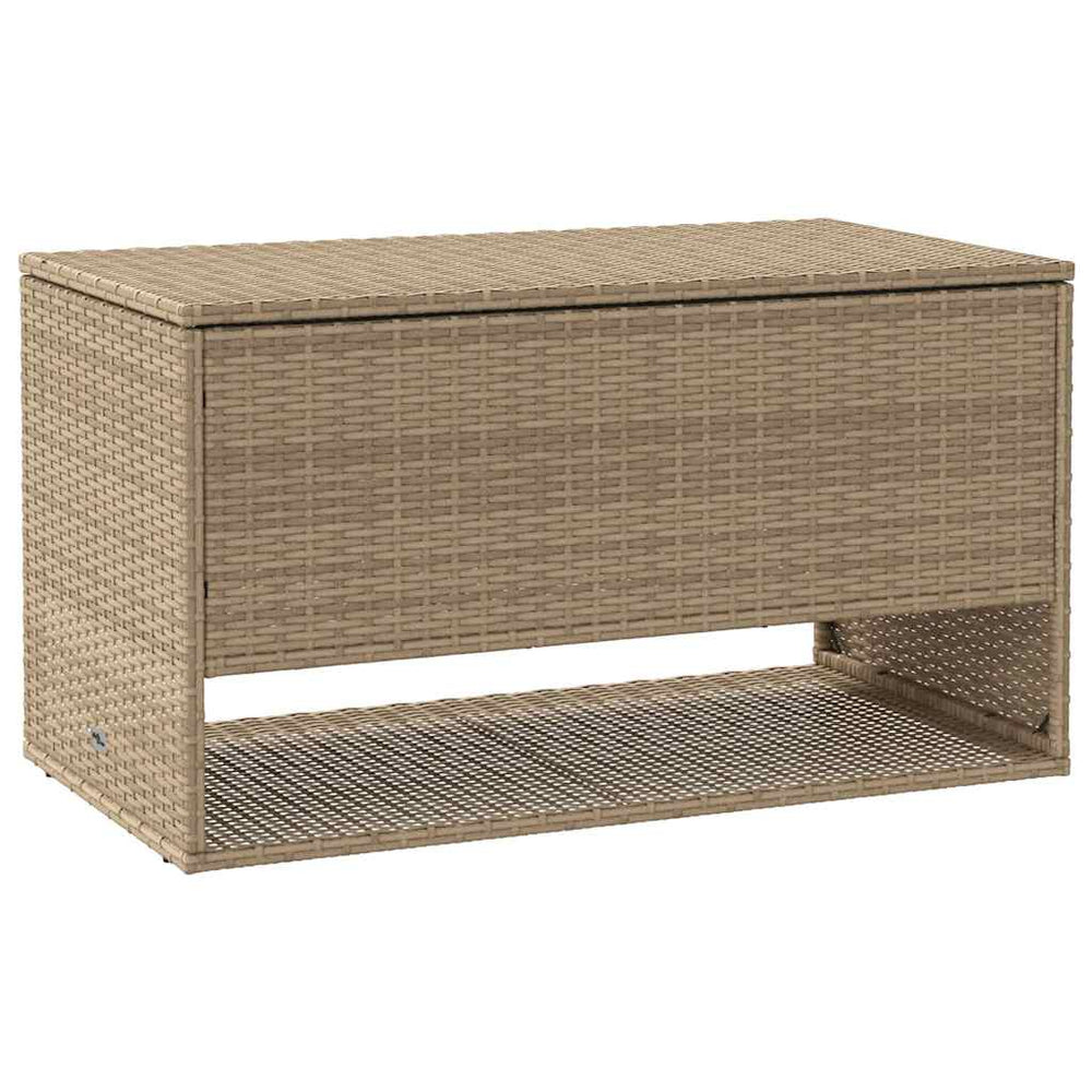 Beige Outdoor Kissenbox Poly Rattan 100 cm