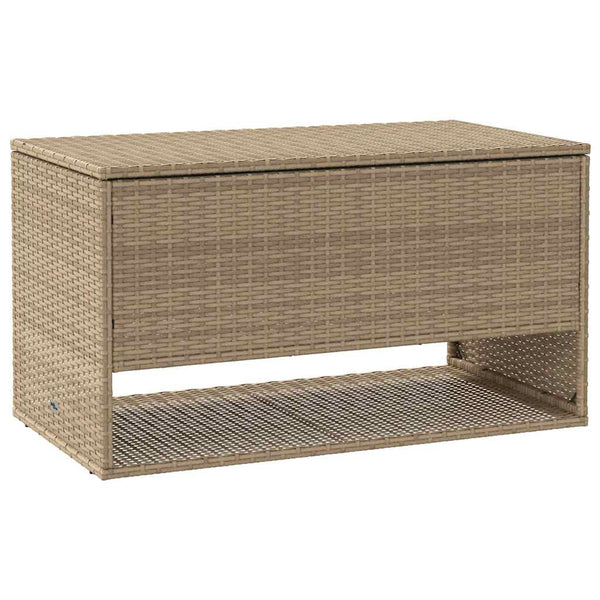 Beige Outdoor Kissenbox Poly Rattan 100 cm