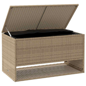 Beige Outdoor Kissenbox Poly Rattan 100 cm