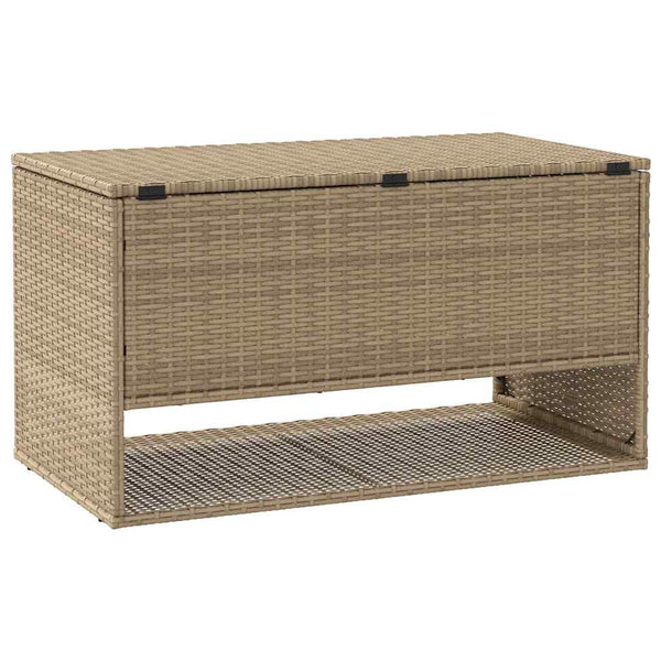 Beige Outdoor Kissenbox Poly Rattan 100 cm