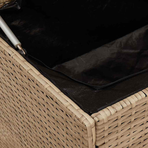 Beige Outdoor Kissenbox Poly Rattan 100 cm