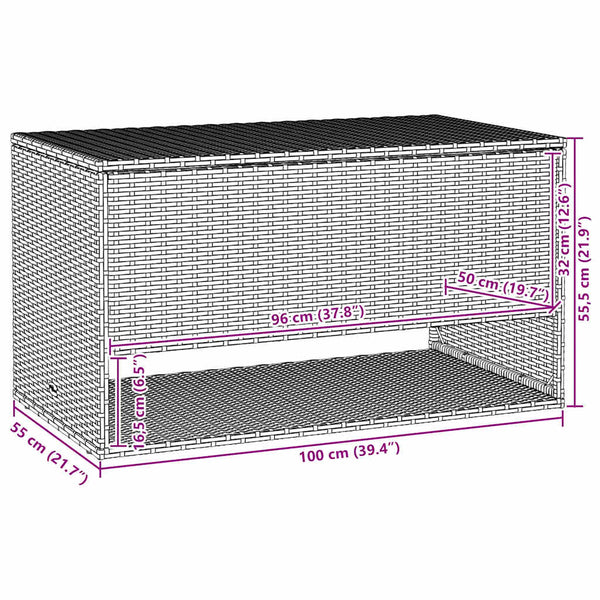 Beige Outdoor Kissenbox Poly Rattan 100 cm
